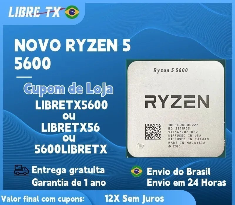 CPU Ryzen 5 5600 DDR4 AM4 Processador AMD R5 Novo