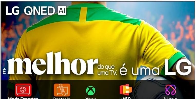 Smart TV 4K 55 LG QNED73 Portal de Games Processador AI α7 Gen8 4K Super Upscaling Google Cast Integrado Controle AI Magic WebOS 25 Modo Esportes Alerta de Esportes