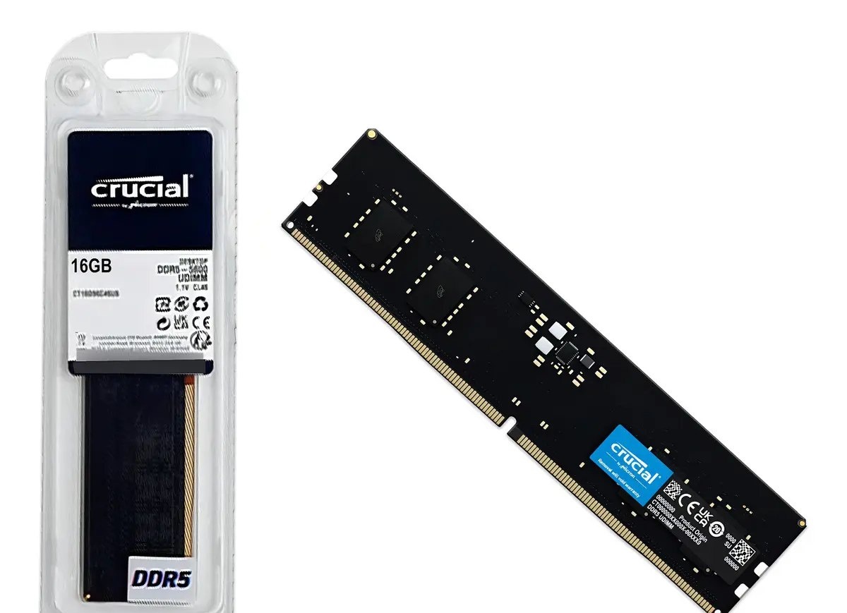 Memória Ram Para Pc Ddr5 16gb 5600mhz Cl46 Crucial Basics Ct16g56c46u5 Desktop Udimm Preto