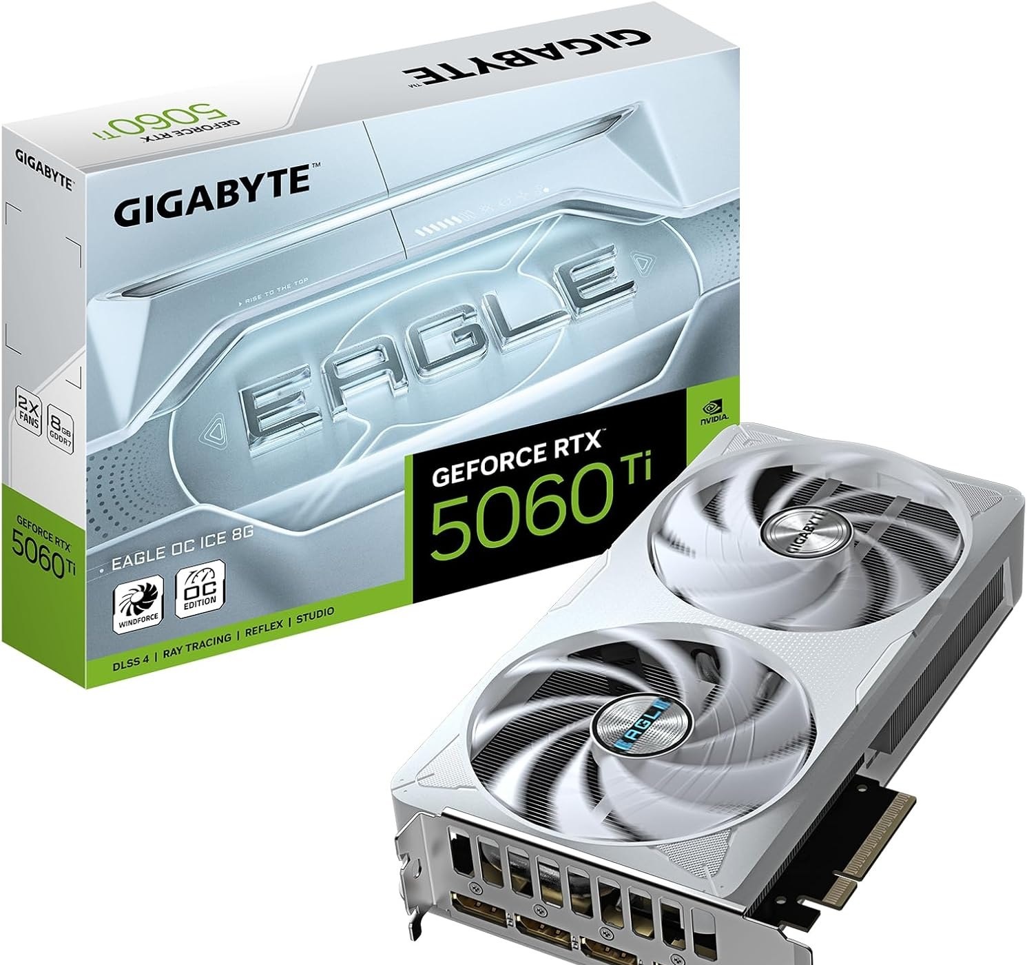Placa de Vídeo RTX 5060 TI EAGLE OC ICE 8GB Gigabyte NVIDIA GeForce, 8G GDDR7, 128bits, DLSS, Ray Tracing - GV-N506TEAGLEOC ICE-8GD