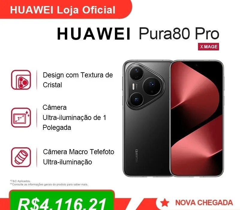 Smartphone HUAWEI Pura 80 Pro  Celular  12GB512GB  Câmera Ultra-iluminação de 1 Polegada  5170 mAh 5170 mAh pura80