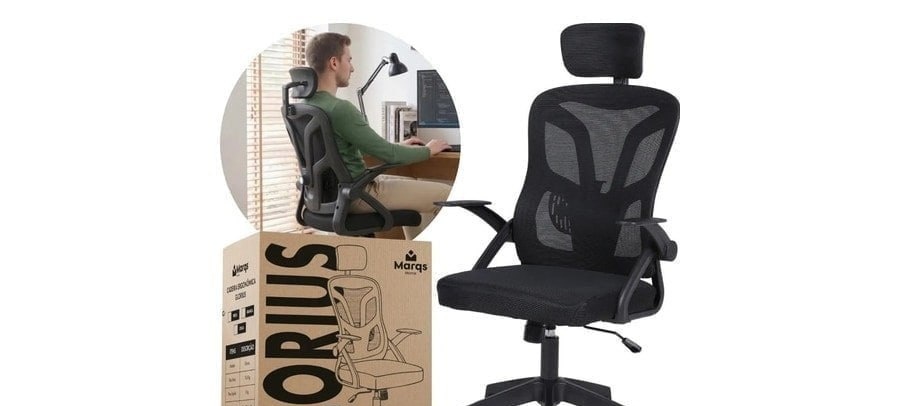 Cadeira De Escritorio Ergonomica Nr17 Glorious Marqs Home Giratoria Resistente Reforçada 180kg Confortavel Reuniao Mesh Preta
