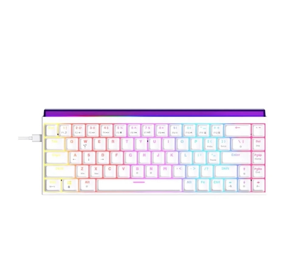 Teclado Mecânico Gamer AJAZZ NK68, RGB, Switch Red, Keycaps PBT, Hotswap, Branco - AJAZZ-NK68-W1-OEM-WH-R