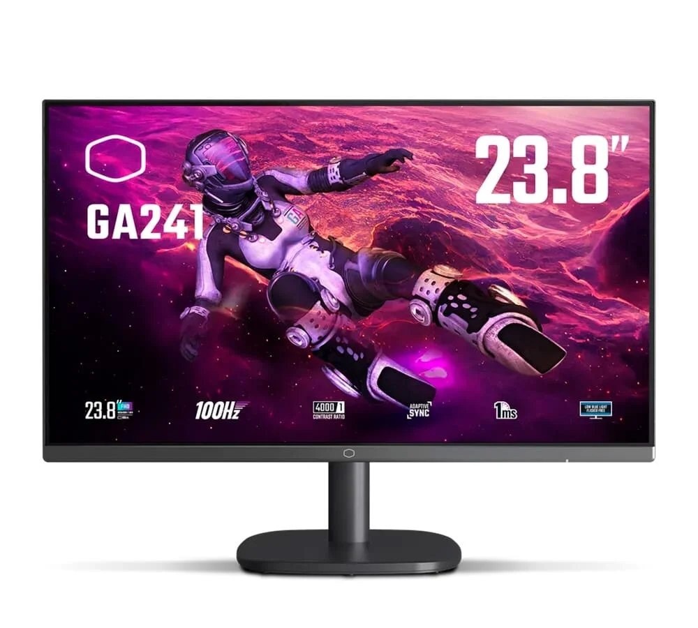 Monitor Gamer Cooler Master 23.8, FHD, 100Hz, 1ms, VA, HDMI e VGA, HDR, Adaptive Sync, Preto - GA241