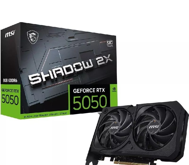 RTX 5050 Placa de Vídeo NVIDIA GeForce MSI RTX5050 8GB Shadow 2X OC GDRR6 128 Bits - 912-V538
