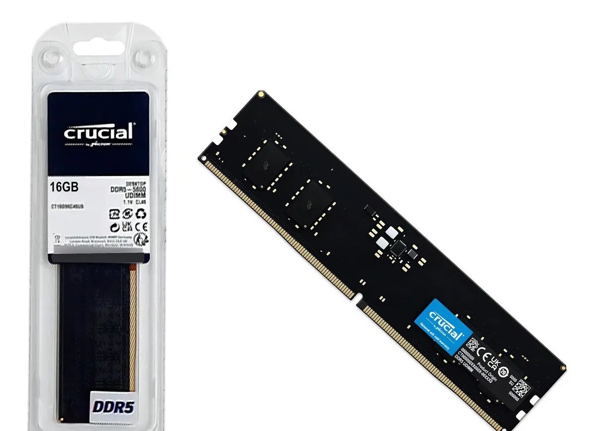 Memória Ram Para Pc Ddr5 16gb 5600mhz Cl46 Crucial Basics Ct16g56c46u5 Desktop Udimm Preto