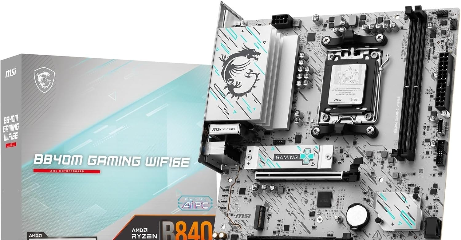 Placa Mãe MSI B840M GAMING WIFI6E AM5 2xDDR5 HDMI DisplayPort M.2 USB 3.2 Branca White