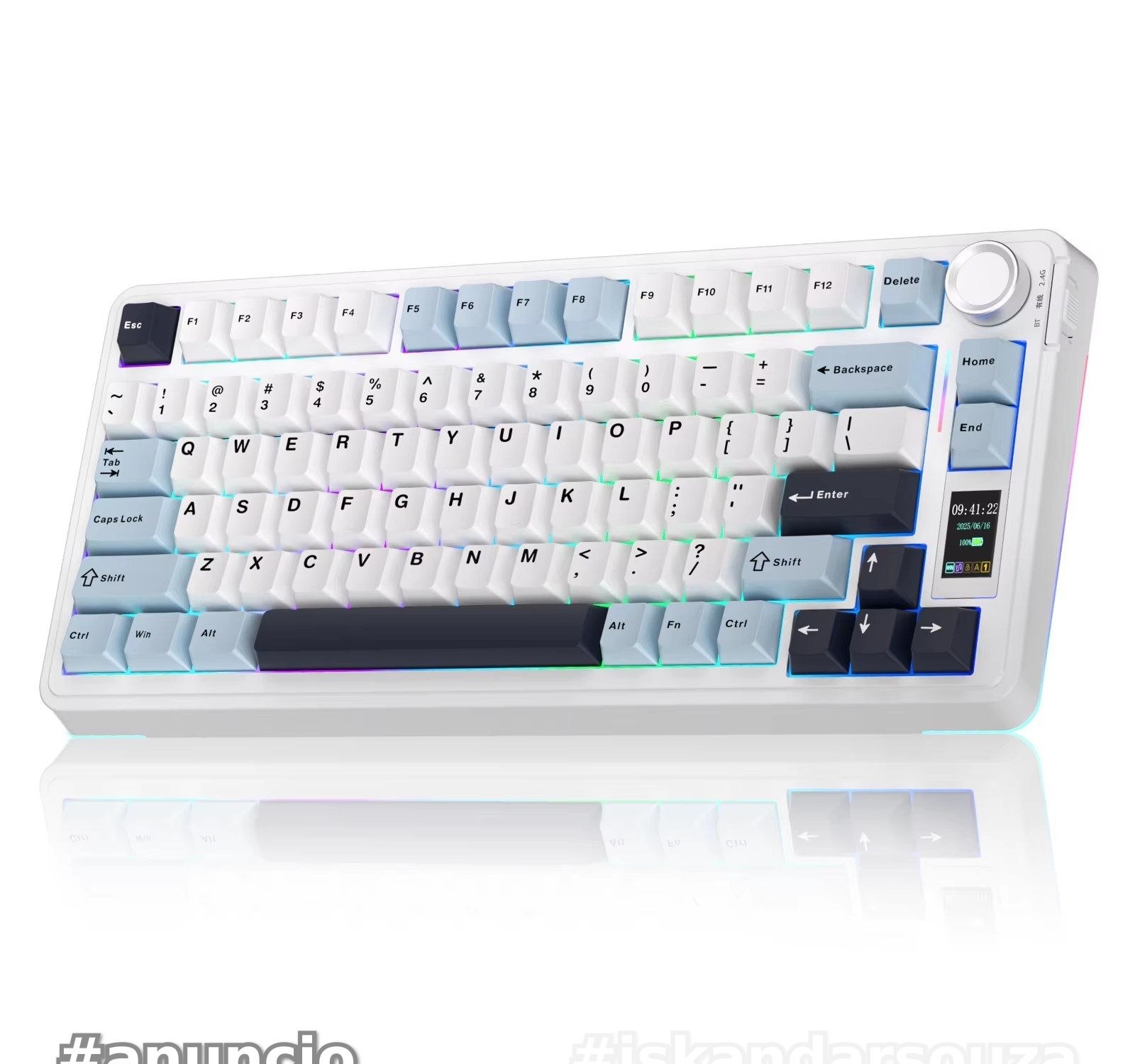 Teclado Gamer AULA S75Pro 75 com Luz RGB e Tela TFT, Teclado Mecânico Hot-Swappable para Jogos e Escritório s75 pro