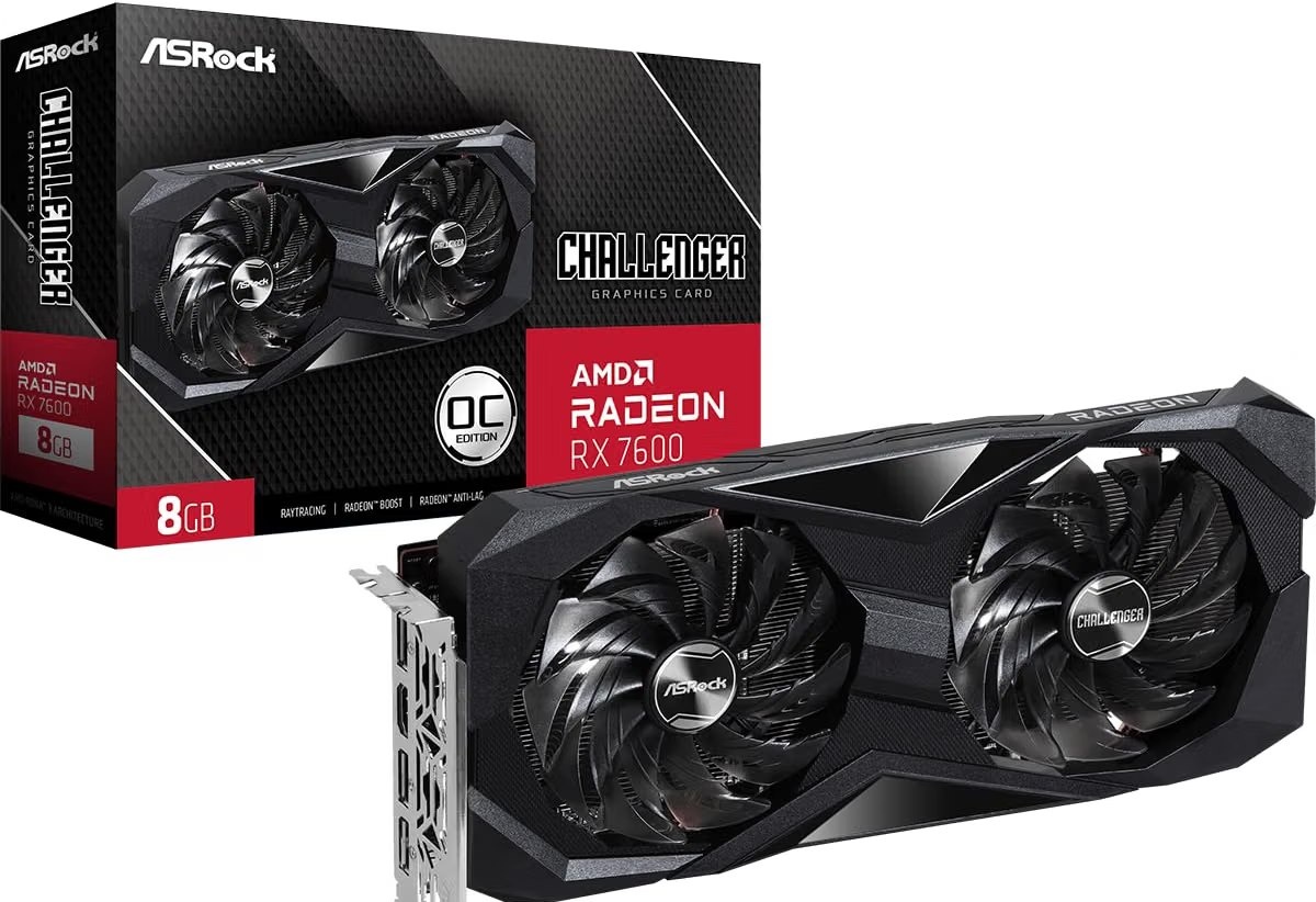 Placa de Vídeo ASRock Radeon RX 7600 Challenger OC, 8GB, GDDR6, 128-Bit, FSR, Ray Tracing, Preto