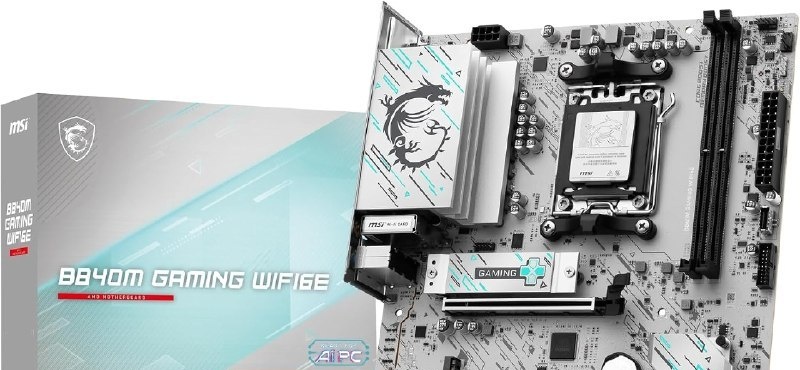 Placa Mãe MSI B840M GAMING WIFI6E AM5 2xDDR5 HDMI DisplayPort M.2 USB 3.2 Branca White