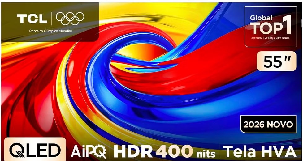Smart TV TCL 55 Polegadas QLED 4K P7L WiFi Bluetooth Google TV HDR10 120 Hz VRR AIPQ 55P7L
