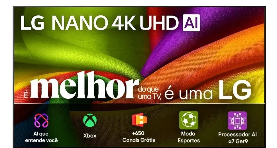 Smart TV 4K 50 LG NANO UHD AI NU850 2026 Processador α7 Ger9 HDR10 Xbox Bluetooth Wi-Fi AI Search Google Gemini webOS 26 - 50NU850BPSA