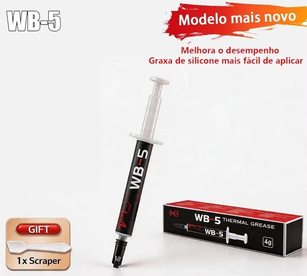 Pasta Térmica Wovibo WB-5 4g 17 WM-k para CPU GPU, Composto de Silicone para Refrigeração wb5