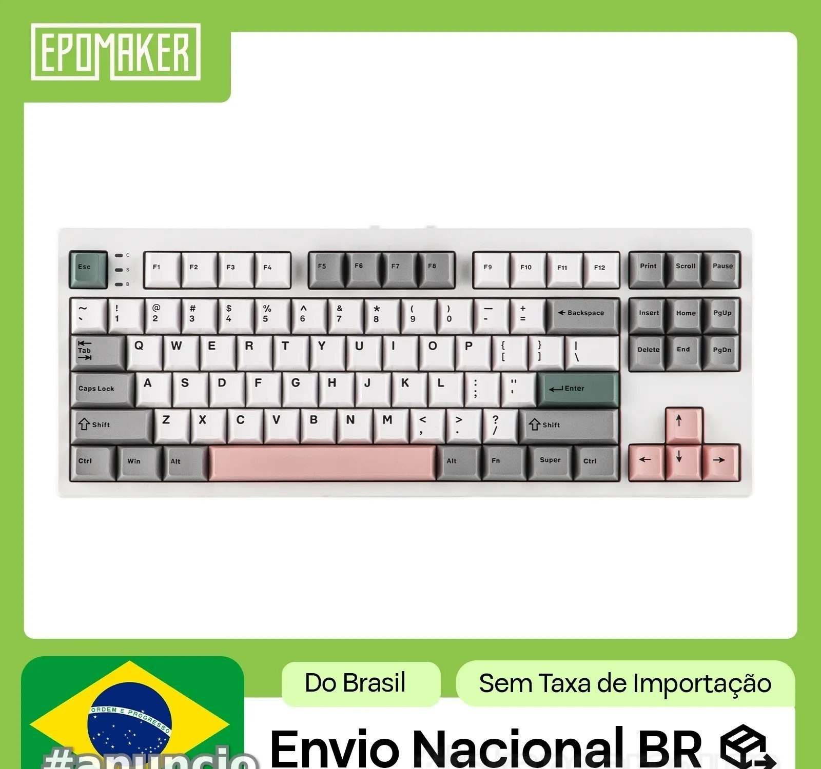 Teclado Mecânico TKL EPOMAKER TH87 Layout ANSI US Conexão Tripla Modo FioBluetooth2.4GHz Wireless com 10000mAh