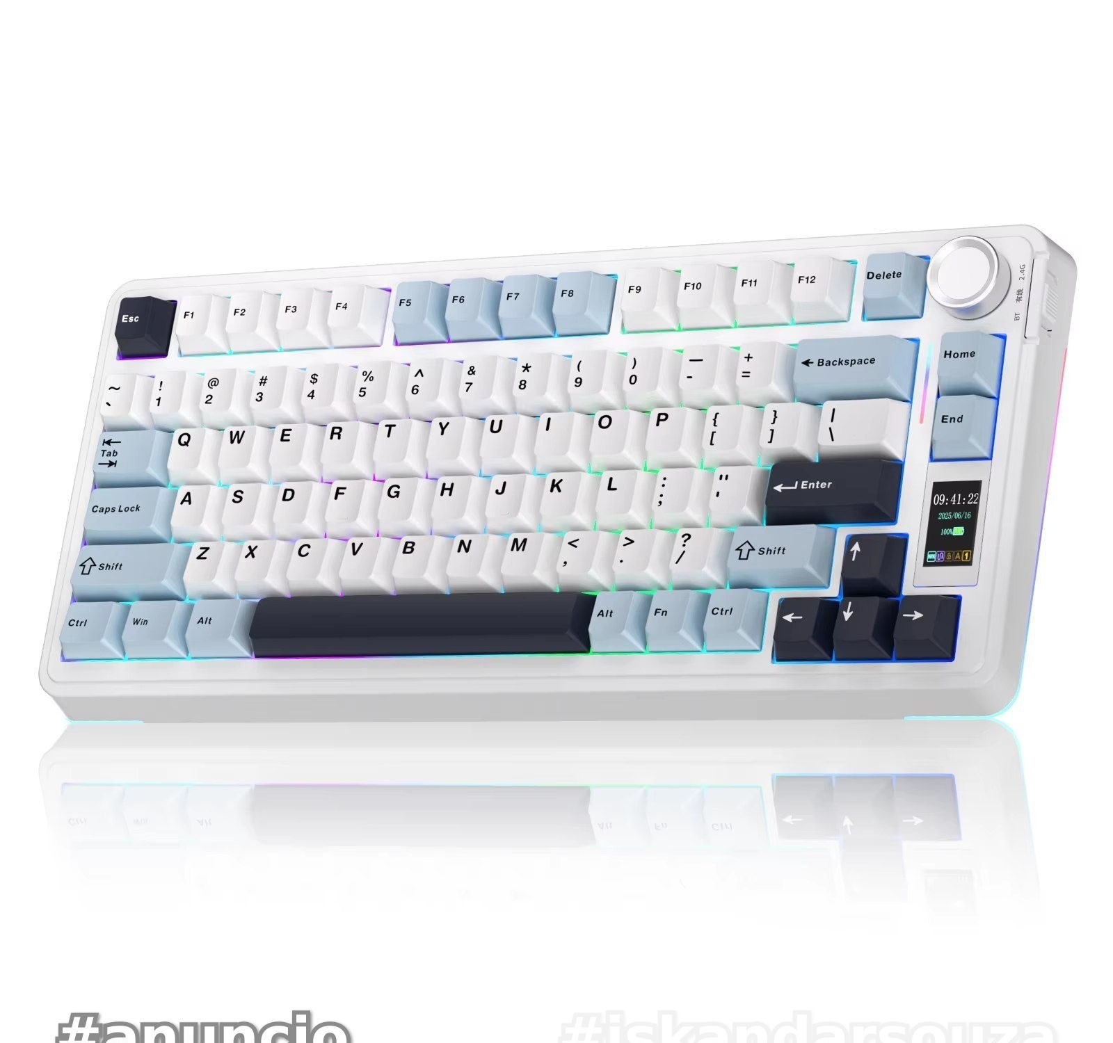 Teclado Gamer AULA S75Pro 75 com Luz RGB e Tela TFT, Teclado Mecânico Hot-Swappable para Jogos e Escritório s75 pro