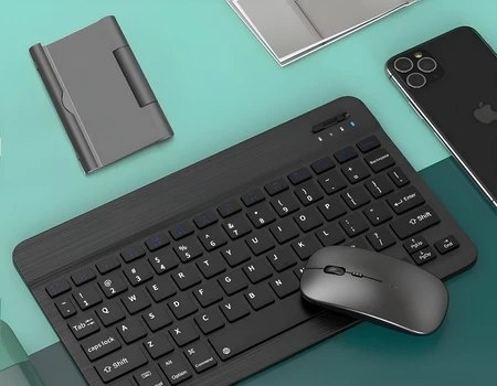 Kit Teclado e Mouse Sem Fio Tablet Celular Bluetooth Portátil Compatível com Android iOS Windows