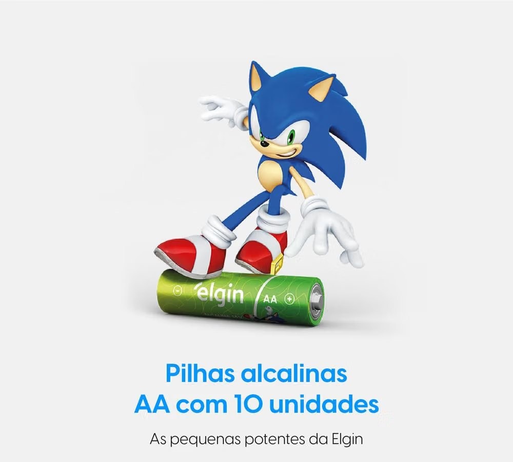 Pilha Alcalina AA Comum Elgin Shrink  Pacote com 10 Unidades