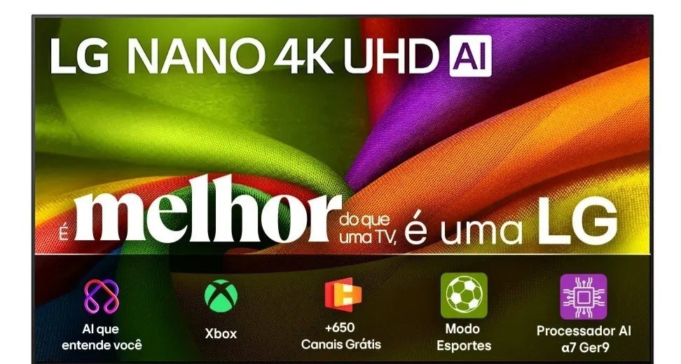 Smart TV 4K 50 LG NANO UHD AI NU850 2026 Processador α7 Ger9 HDR10 Xbox Bluetooth Wi-Fi AI Search Google Gemini webOS 26 - 50NU850BPSA