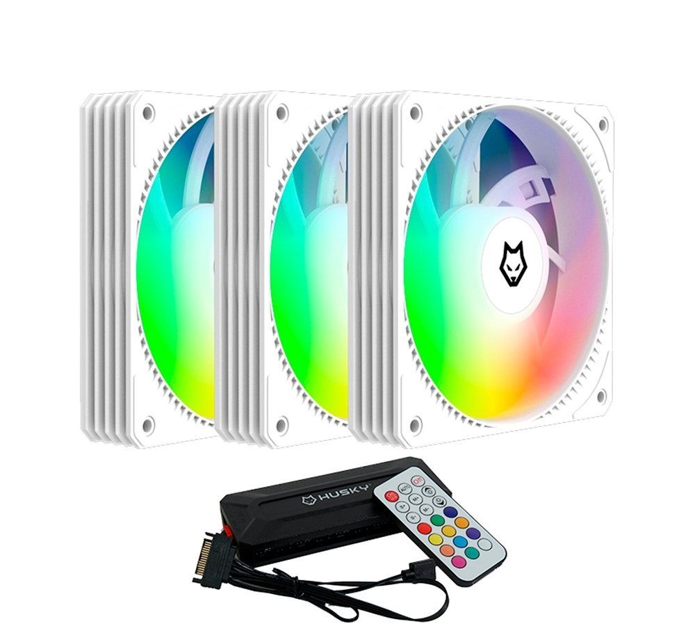 Kabum - Kit com 3 Ventoinhas Husky Arctic Breeze, 120mm, ARGB, Branco - HKCF300BR