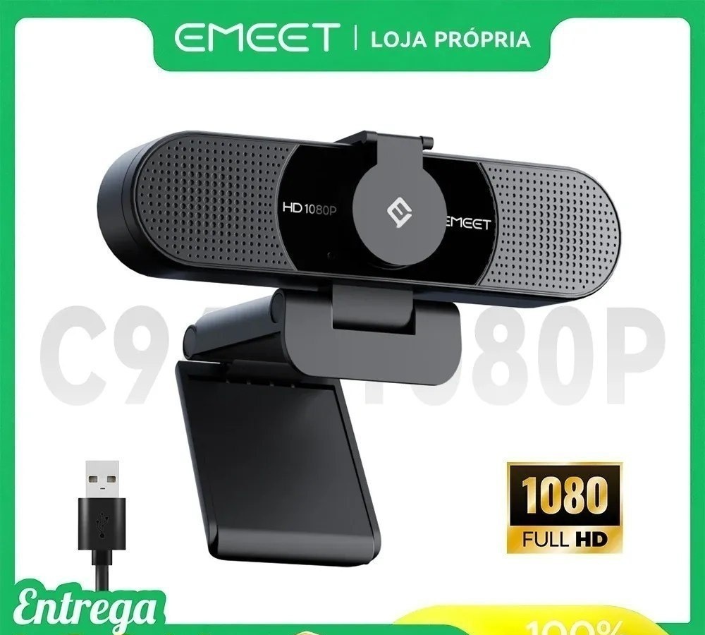 Webcam EMEET C960 1080P - Câmera USB Compatível com Switch 2, PC e Mac para Zoom, Teams, Facetime, Streaming e Home Office