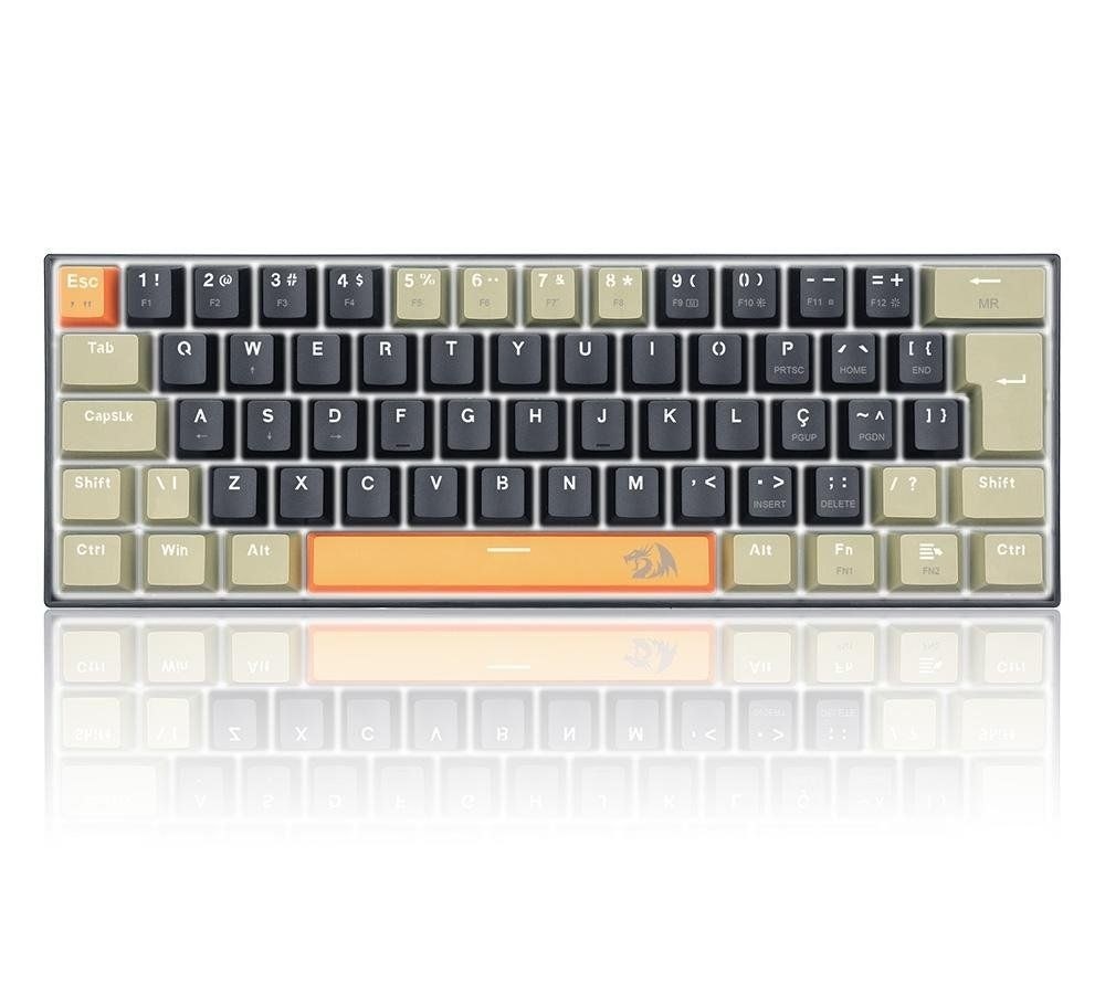 Teclado Gamer Redragon Lakshmi, Switch Brown, Layout 60, ABNT2, Preto - K606-OGBKGY PT-BROWN