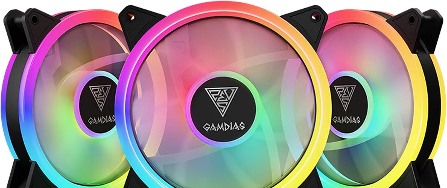 GAMDIAS Kit com 3 fans Aeolus M2-1203 LITE RGB 120mm