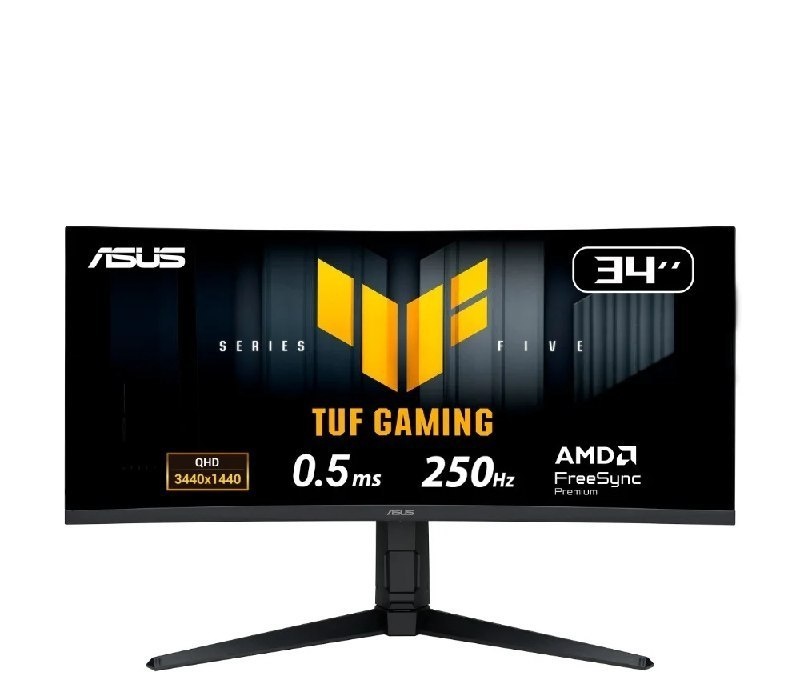Monitor Gamer Curvo ASUS TUF 34, WQHD, 250Hz, 0.5ms, Fast VA, FreeSync Premium, Altura Ajustável, Som Integrado, Preto - VG34WQML5A