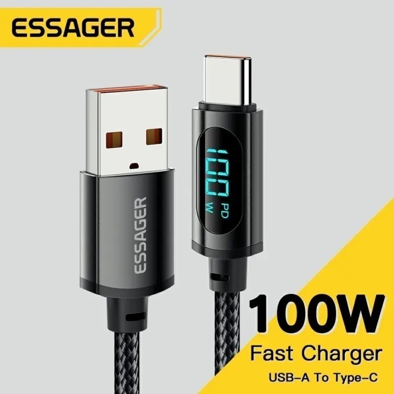 8x Cabo Essager USB Tipo C, Carregamento Rápido, Cabo de Dados, Cabo de Fio, Huawei, Honor, Xiaomi, Samsung, Super Charge, 100W 202192403