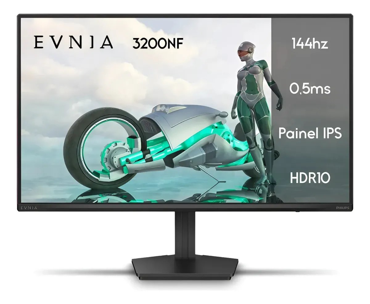 Monitor Gamer Phillips 24 Evnia IPS 144hz 0.5ms Wide Fullhd Preto 127220v