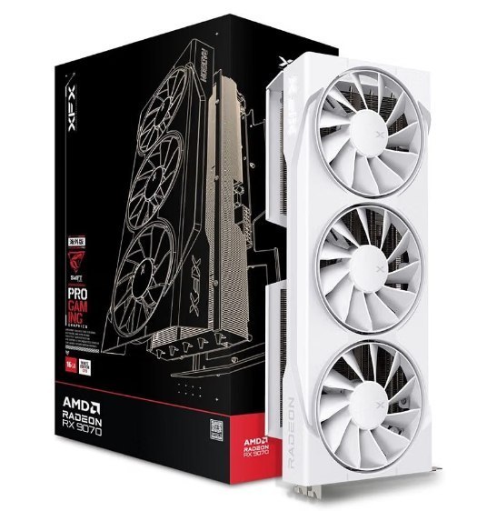 RX 9070 Placa de Vídeo XFX Swift RX 9070 OC WHITE TRIPLE FAN GAMING EDITION WITH AMD Radeon , 16GB, GDDR6, HDMI 3xDP, RDNA 4 - RX-97SWFB3W9