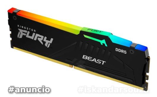 Memória RAM Kingston Fury Beast RGB, 32GB, 5200MHz, DDR5, CL40, para Intel XMP, Preto - KF552C40BBA-32
