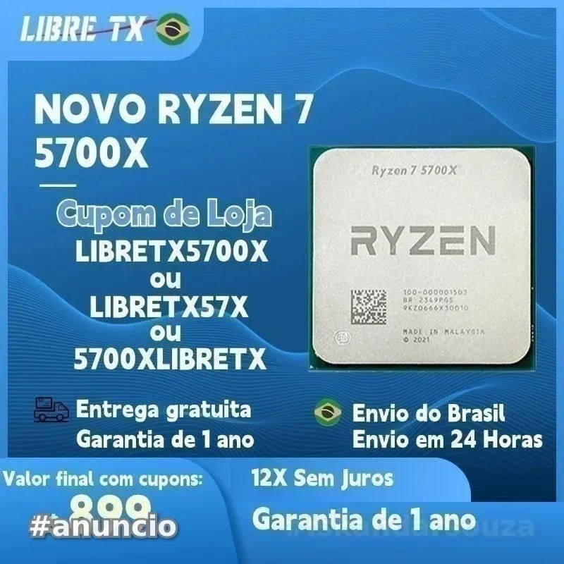 CPU Ryzen 7 5700x DDR4 AM4 Processador AMD R7 Novo