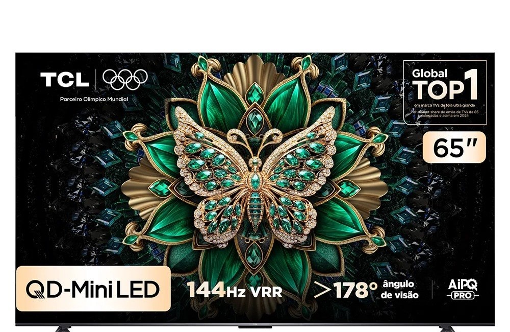 Smart TV 65 TCL 4K UHD MiniLED 65C6K 120Hz Google TV AiPQ Google Assistente 4 HDMI 2 USB 65 C6K