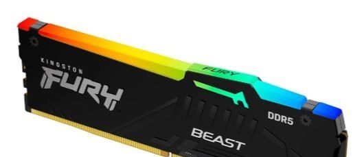 Memória RAM Kingston Fury Beast RGB, 32GB, 5200MHz, DDR5, CL40, para Intel XMP, Preto - KF552C40BBA-32
