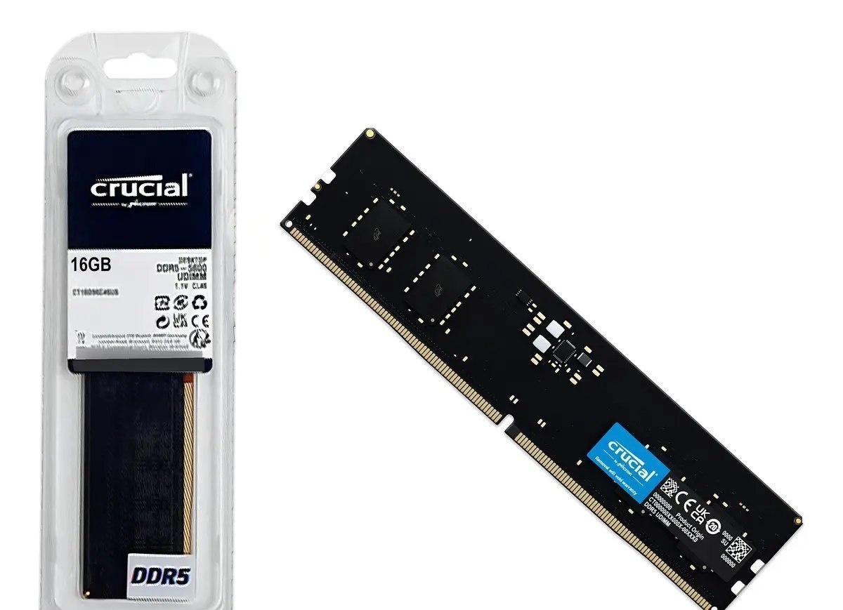Memória Ram Para Pc Ddr5 16gb 5600mhz Cl46 Crucial Basics Ct16g56c46u5 Desktop Udimm Preto