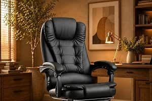 Amazon  Laruno Home - Cadeira de Escritório Ergonômica Presidente com Apoio de Pés Preta