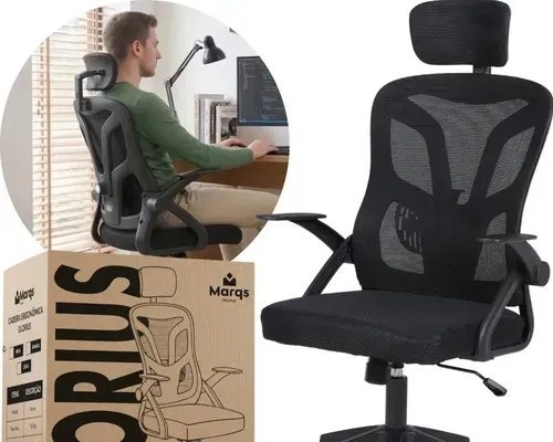 MercadoLivre - Cadeira De Escritorio Ergonomica Nr17 Glorious Marqs Home Giratoria Resistente Reforçada 180kg Confortavel Reuniao Mesh Preta