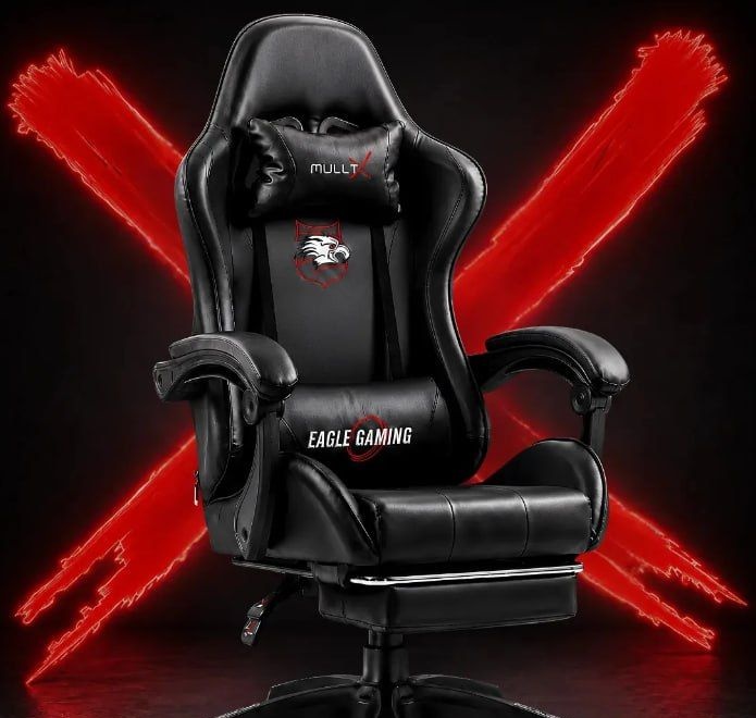 MercadoLivre - Cadeira Gamer Escritório Com Apoio Para Os Pés Grande Confortavel e Ergonômica Cor Preto Marca MULLTX GAMING