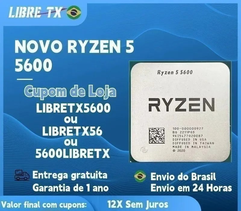 CPU Ryzen 5 5600 DDR4 AM4 Processador AMD R5 Novo
