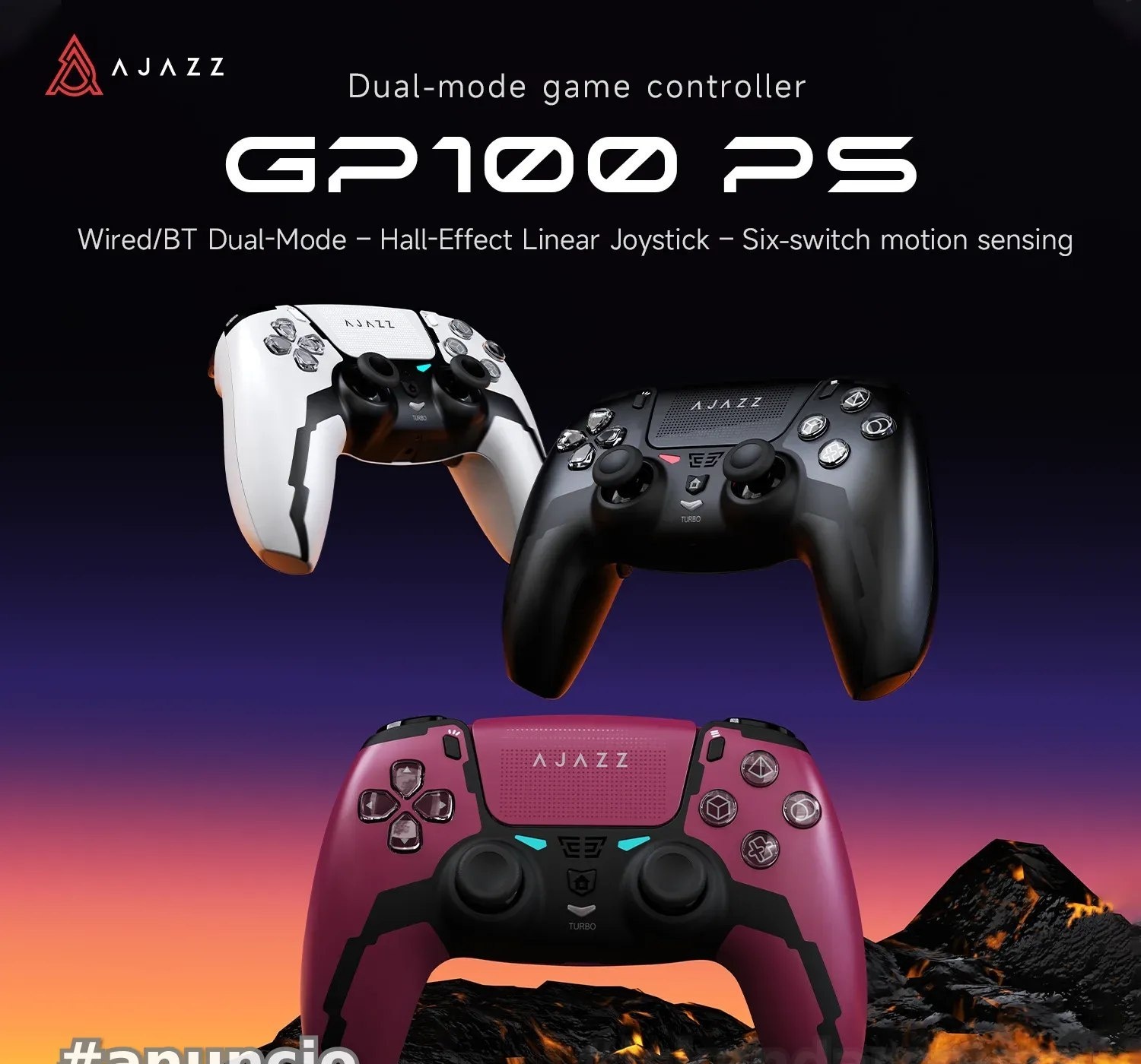 Controle Gamer para PS4 AJAZZ GP100 1200mAh, TouchPad, PC e PS4 etc