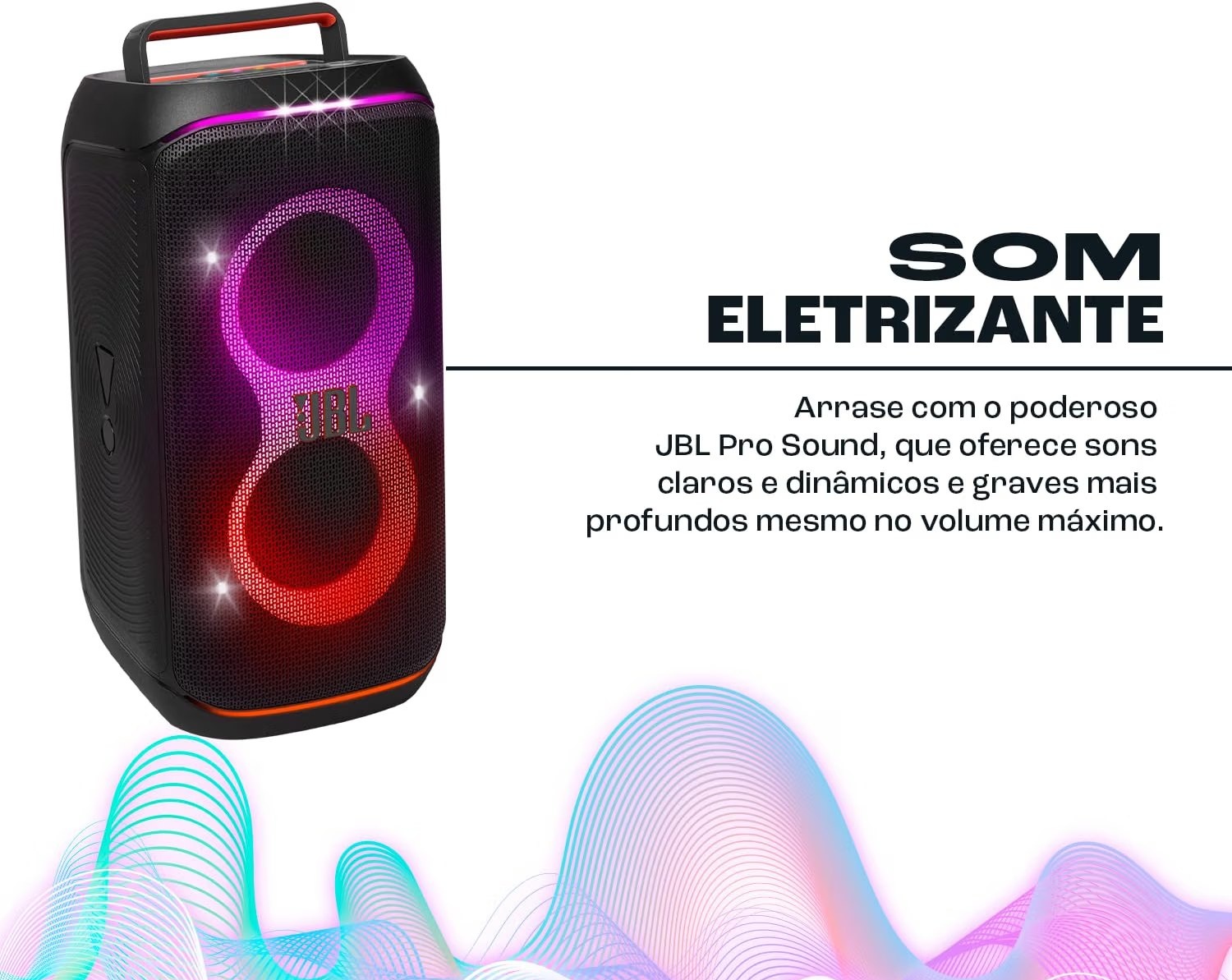 JBL, Caixa de Som, PartyBox Club 120, Bluetooth, Show de Luzes, À Prova de Respingos, Som JBL Pro Sound, 160W RMS - Preta