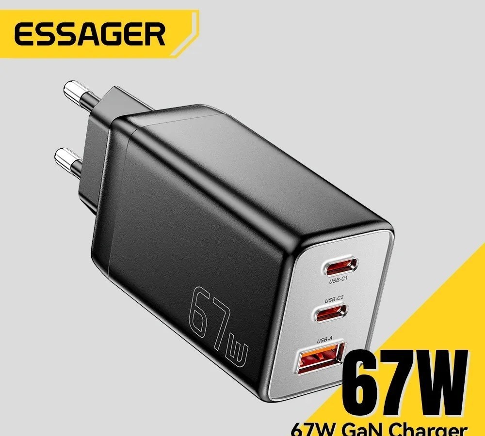 Carregador Essager 67w gan usb tipo c carregador pps 65w carga rápida para samsung qc 4.0 pd 3.0 iphone 15 14 13 pro huawei telefone portátil chagers
