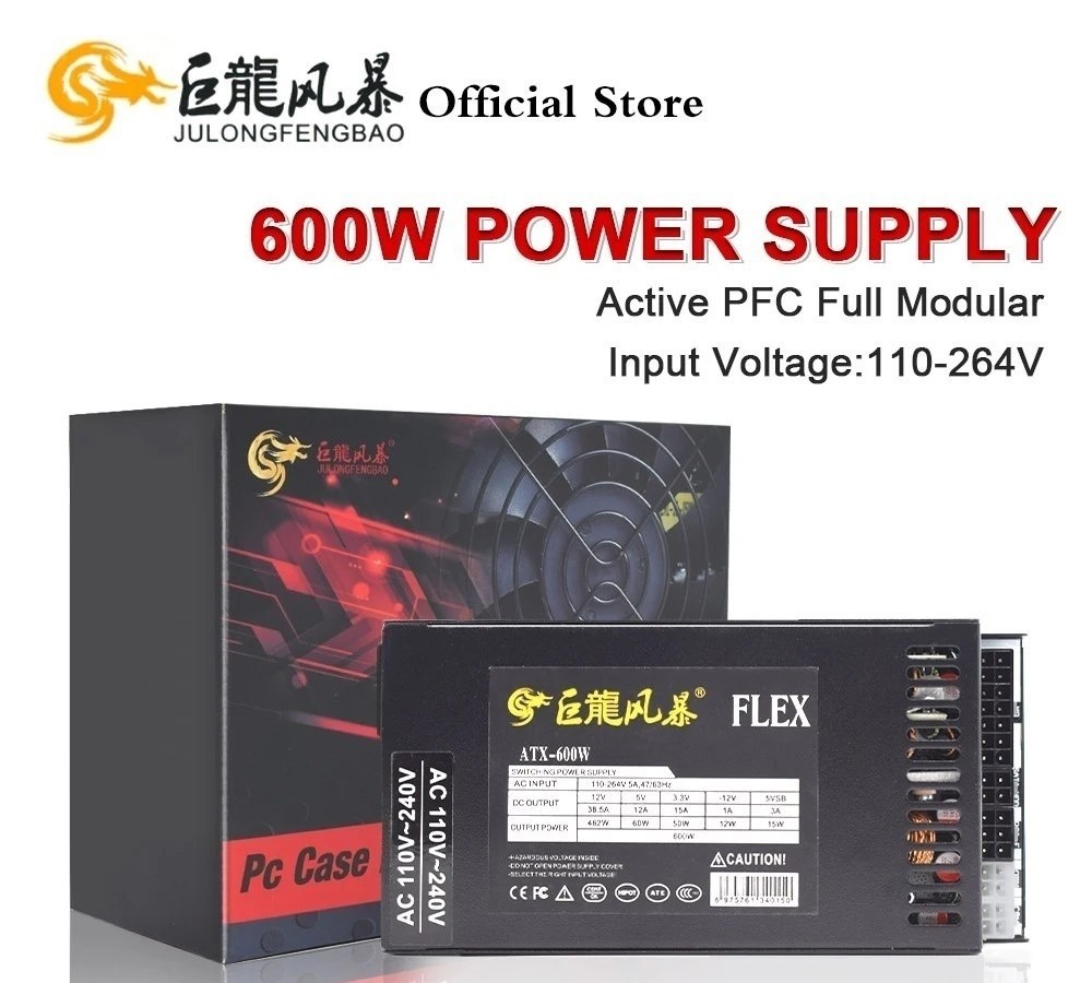 Fonte Flex Atx 600w modular completo 1u flex atx psu, Pfc ativo 110-264v ENP-7660B para Pc mini itx