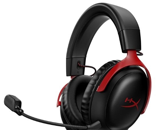 Headset Gamer HyperX Cloud III  Compatível com PC, PS5, Xbox Series XS, Drivers Angulados de 53mm, Áudio DTS, Microfone de 10 mm, USB-C, USB-A, Fio de 3,5 mm, Vermelho e Preto 727A9AA