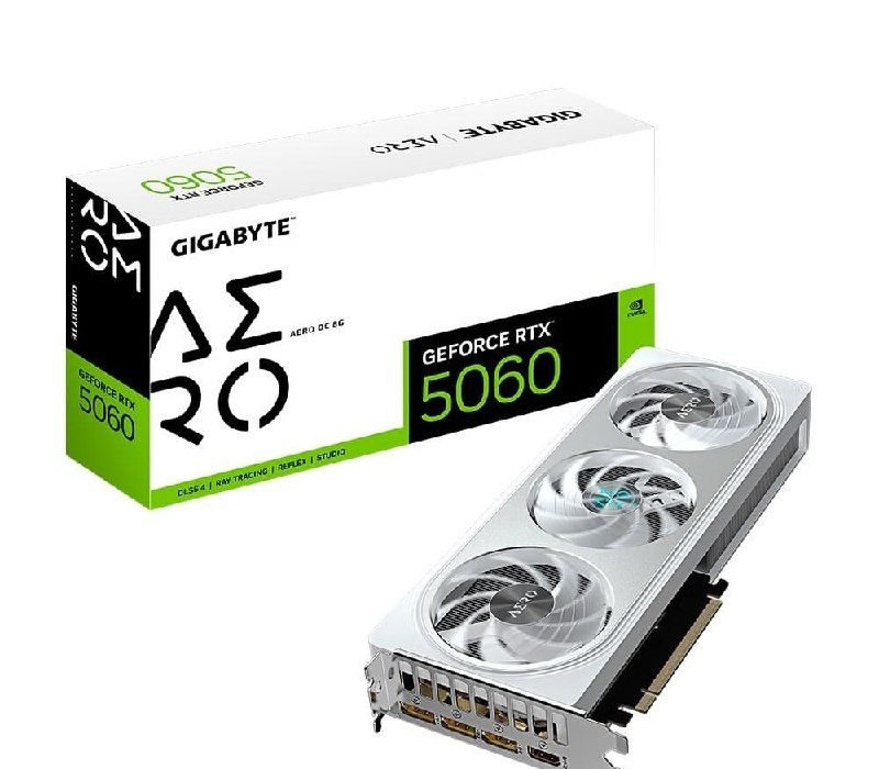 Kabum - Placa de Vídeo Gigabyte RTX 5060 AERO OC 8G NVIDIA GeForce, 8GB GDDR7, 128bits, DLSS, Triple Fan, Ray Tracing - GV-N5060AERO OC-8GD