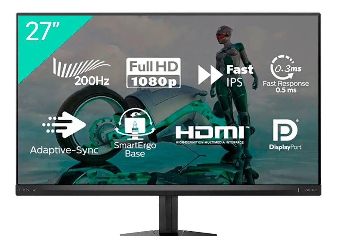 200hz Monitor Gamer Philips Evnia 27 200hz 0,3ms Ips Full Hd Preto