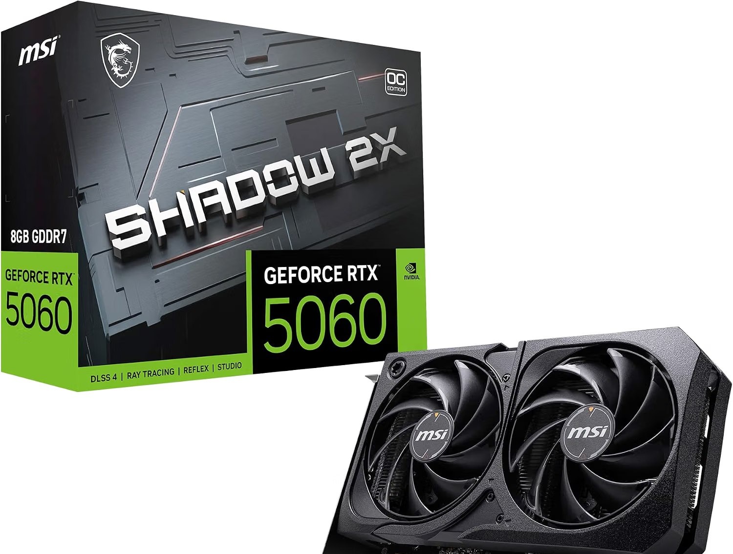 Placa de Video MSI RTX 5060 Shadow 2X OC, 8GB, GDDR7-912-V537-037