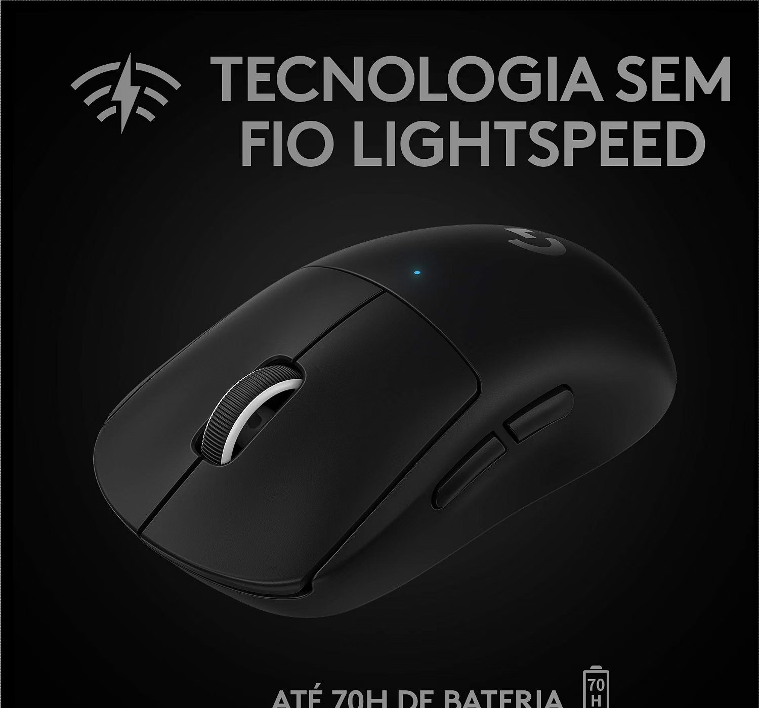Mouse Gamer Sem Fio Logitech G PRO X SUPERLIGHT com Tecnologia LIGHTSPEED, Ultraleve 63g, 5 Botões Programáveis, Sensor HERO 25K e Bateria Recarregável - Compatível com POWERPLAY - Preto