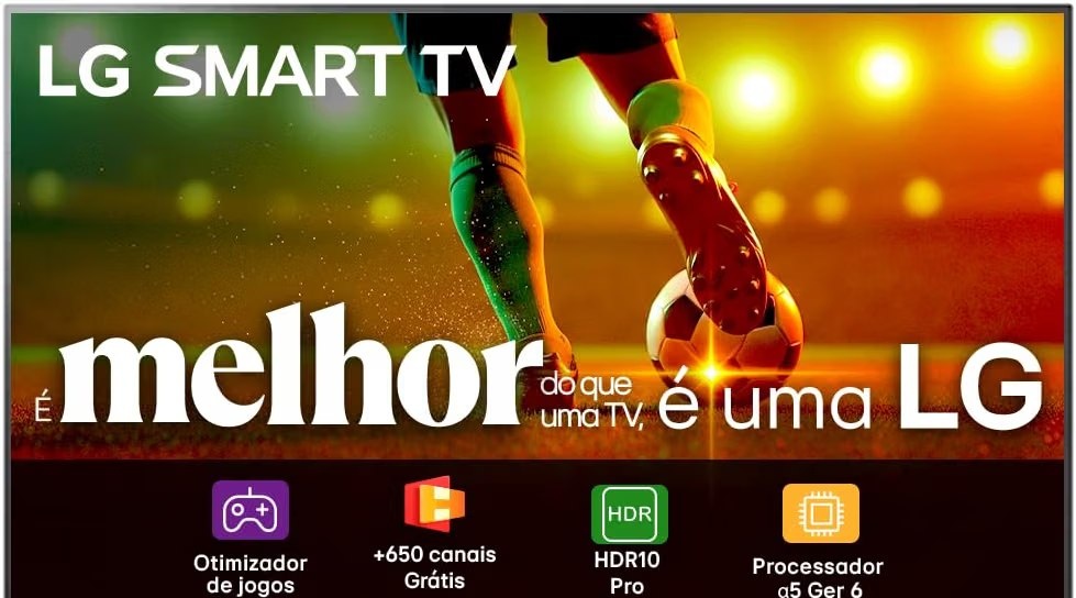 Smart TV 43 LG Full HD 43LR6700 Processador α5 Ger6 AI Alexa integrado LG Channels webOS 23 compatível com Controle Smart Magic