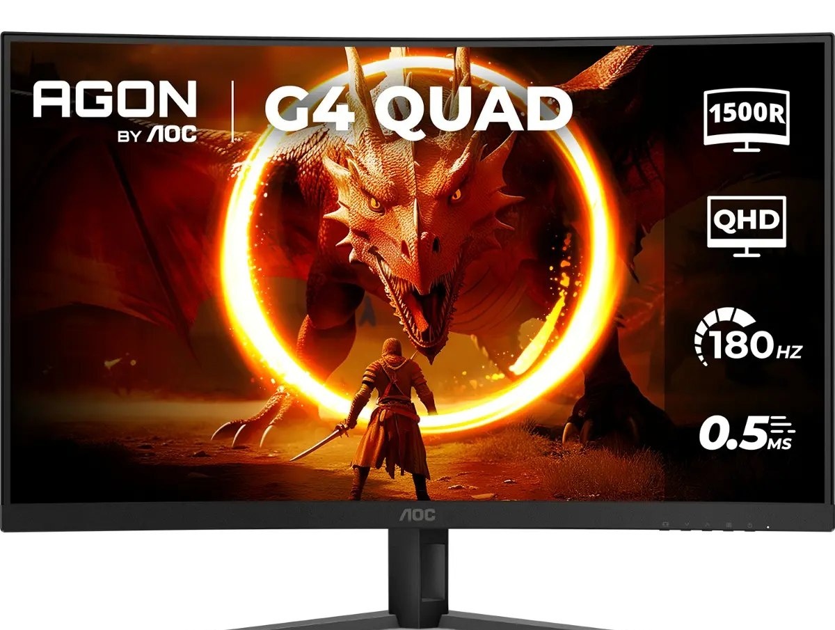 Monitor Gamer Curvo AOC AGON QUAD 32 180Hz 0,5ms HDR10 CQ32G4E Preto